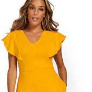 RUFFLED FLARE DRESS - CITY KNITS 2XL ORANGE